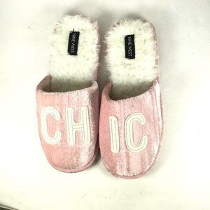 Nine West CHIC Fuzzy Slippers Pink Size Large 9-10